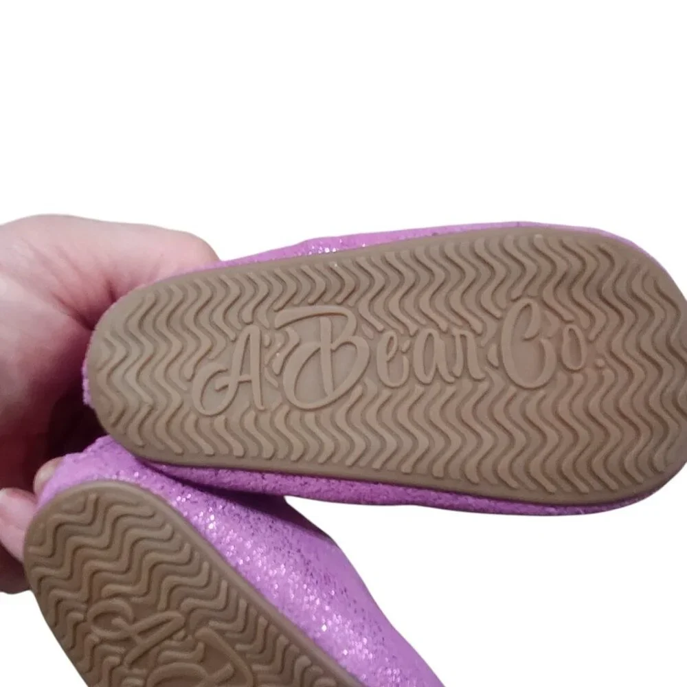 A Bear Co Toddler Size 3‎ Purple Glitter Ballerina Flat Ankle Cross Strap